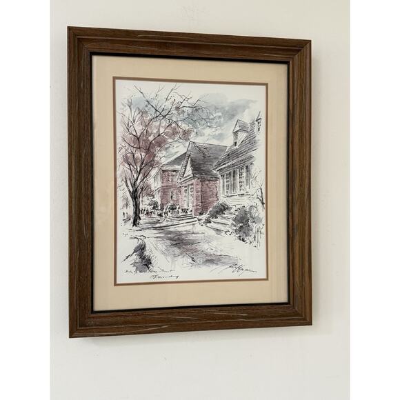 James Haymson Williamsburg Watercolor Print Govenor’s Palace Wood Frame Colonial - Picture 7 of 10